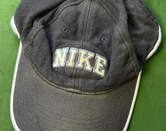 Vintage 1990s Nike Spell Out Mini Swoosh Logo Wool Baseball Hat (adjustable)
