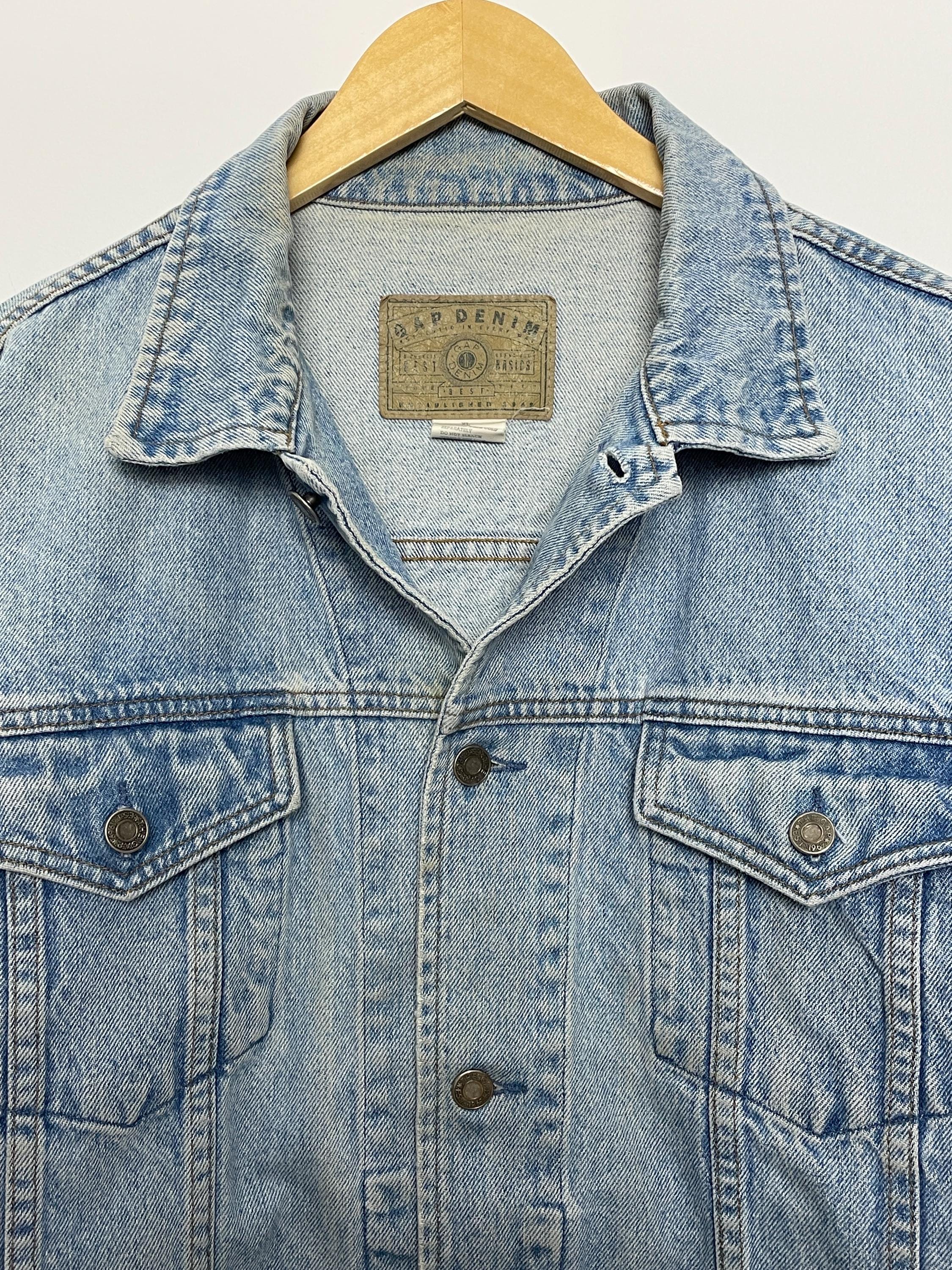 Vintage 1990s Gap Denim Lightwashed Blue Jean Jacket (size Adult 
