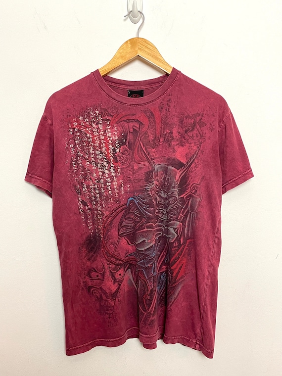 Vintage Y2K Dragon Graphic Red Tee Shirt (size Adult Medium