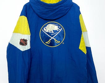 Vintage 1990s Starter Buffalo Sabres NHL Hockey Half Zip Pullover Puffer Jacket (size adult XL)