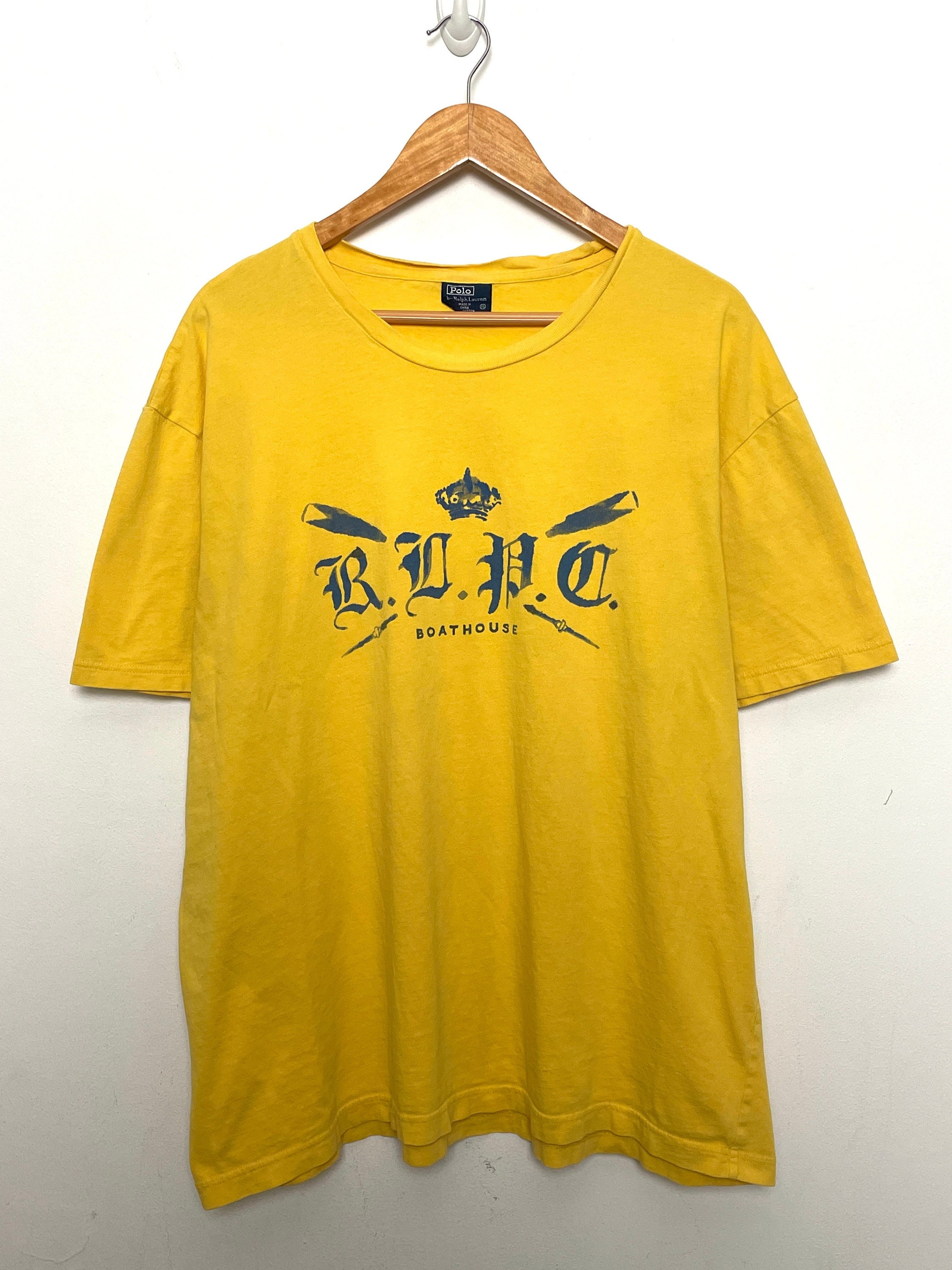 Vintage Ralph Lauren Polo Club “Boathouse” Spell Out Graphic Tee Shirt (size adult XL)