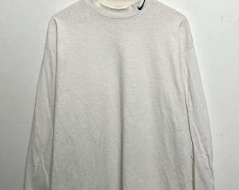 Chemise à manches longues Nike Mini Swoosh logo blanche à col cheminée (taille adulte XL) vintage des années 1990