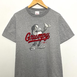 Vintage 1990s Disney Grumpy Snow White and Seven Dwarfs Spell Out Graphic Tee Shirt (size adult Medium)