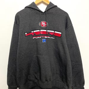 Vintage San Francisco 49ers NFC West NFL Football Spell Out Hoodie Sweatshirt (Größe Erwachsene Large)