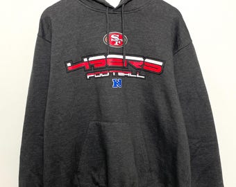 Felpa con cappuccio grafica vintage San Francisco 49ers NFC West NFL Football Spell Out (taglia adulto Large)