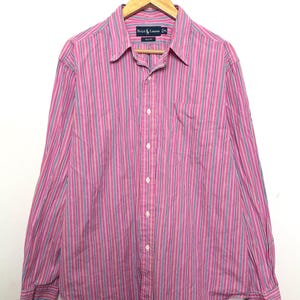 Vintage Polo by Ralph Lauren Pink Striped Long Sleeve Button Up Shirt (size adult XL)