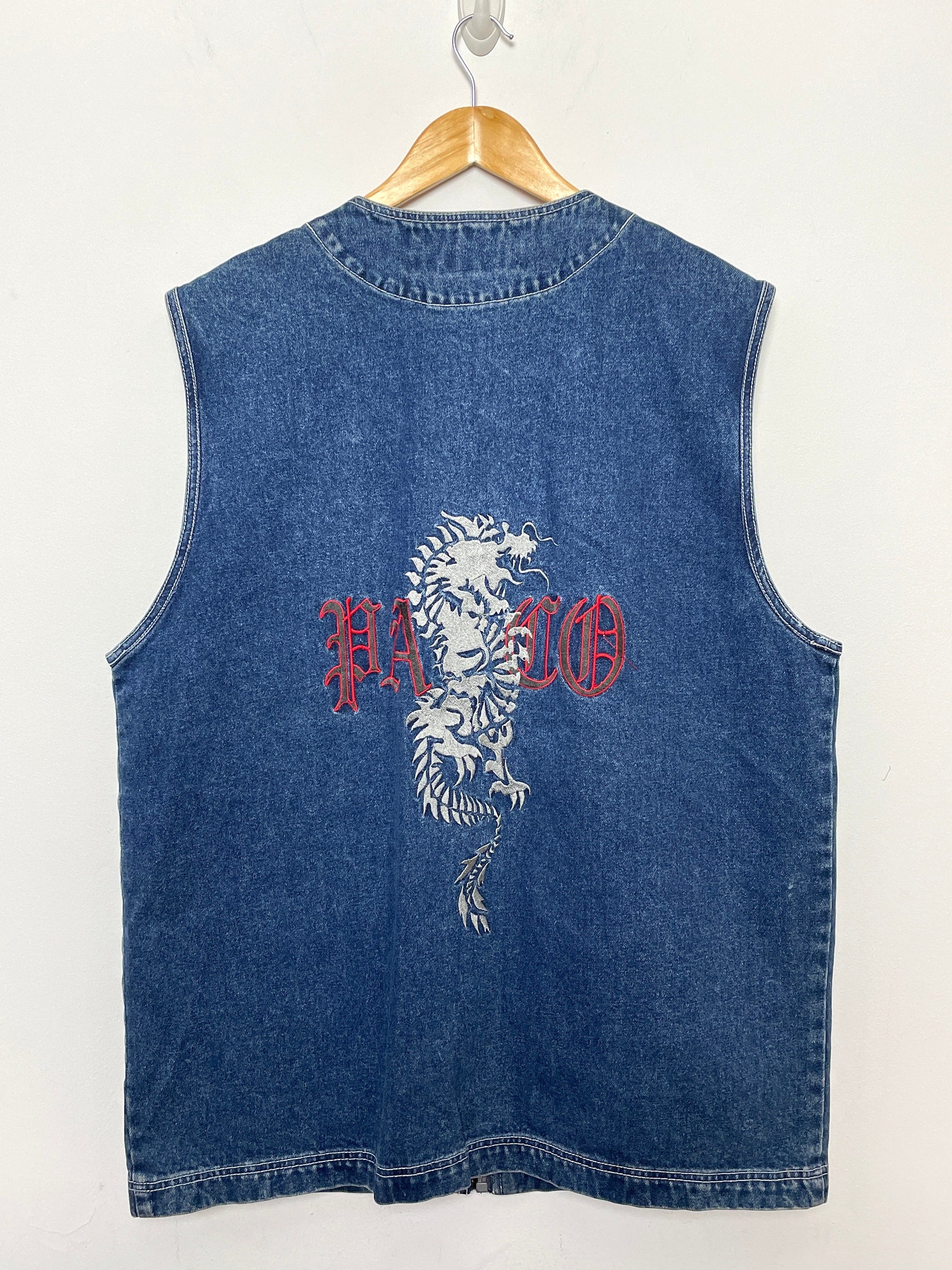Vintage Y2K Paco Jeans Embroidered Spell Out Dragon Graphic Vintage Y2K Paco Jeans Embroidered Spell Out Dragon Graphic