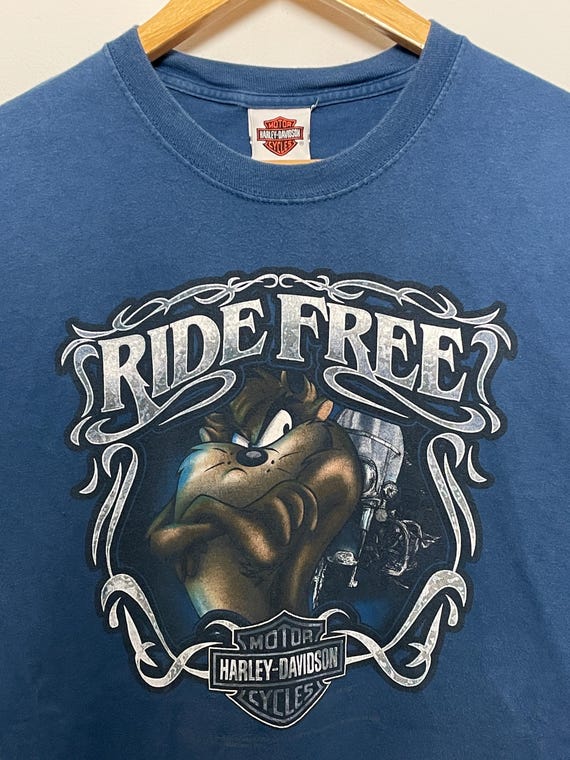 Vintage Harley Davidson Looney Tunes Taz “ride Free” Spell Out