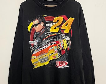 Camiseta de manga larga con gráfico de Jeff Gordon 24 Du Pont Motorsports Racing de NASCAR (talla XXL para adulto)