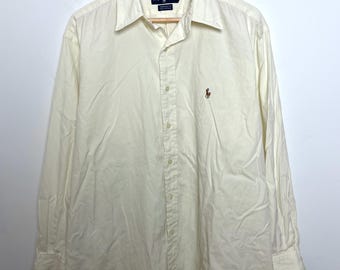 Camicia a maniche lunghe bianca con bottoni Polo by Ralph Lauren vintage (taglia XL per adulti)