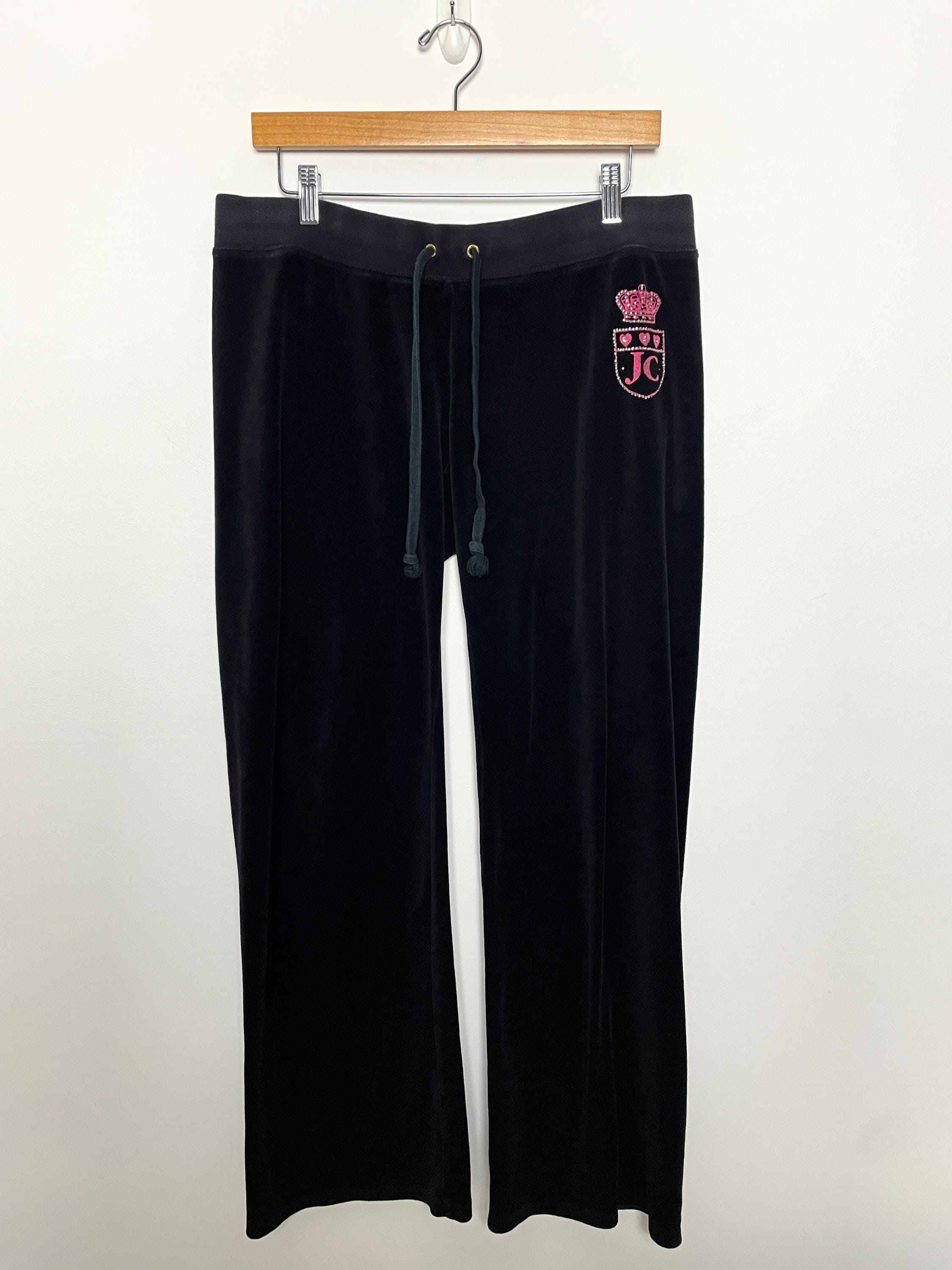 JUICY COUTURE】ワイドレッグ ベロア クロス ジョガー Black