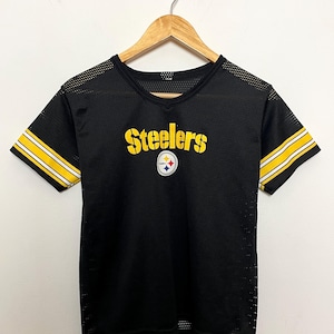 Vintage jaren 90 Pittsburgh Steelers NFL voetbal zwart-gele voetbaltrui (past volwassen XXS)