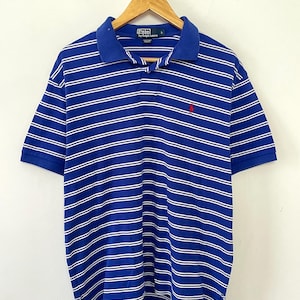 Vintage 1990s Polo by Ralph Lauren Blue Striped Polo Shirt (size adult Large)