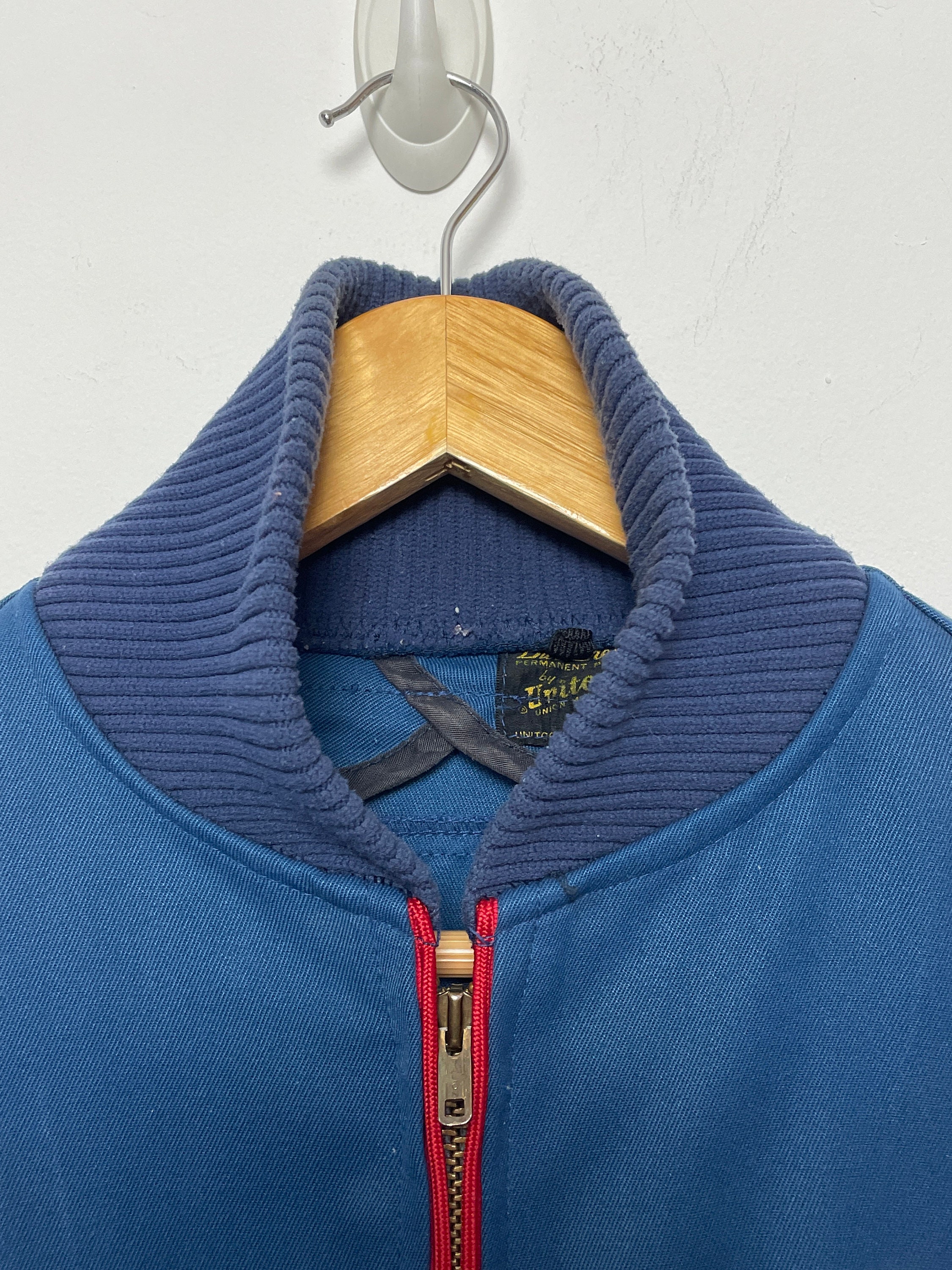 unitog ノーカラー ビンテージ ウール ニットTALON ZIP USED Vintage 1950 60s Unitog Talon Zipper Ribbed Shawl Uniform