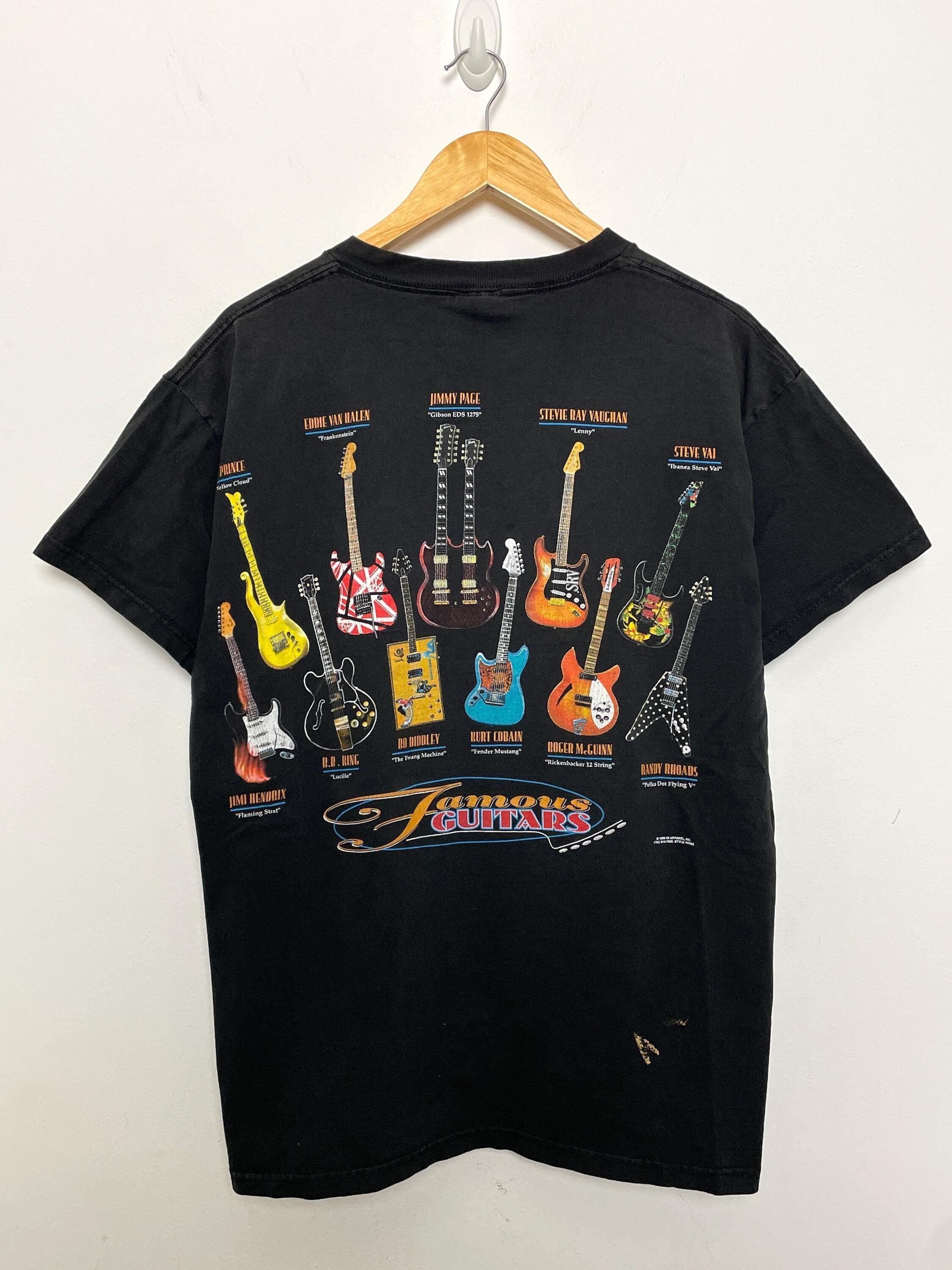 ギター FAMOUS GUITARS　Tシャツ メンズL　ジミーペイジ Famous Guitars T-Shirt | Iconic Guitarist Apparel | Taboo Apparel