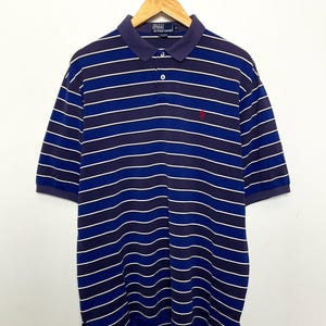 Vintage 1990s Polo by Ralph Lauren Blue Striped Polo Shirt (size adult XL)