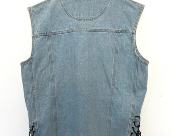 Vintage 1990s Diamond Plate Light Washed Denim Biker