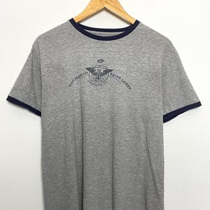 Vintage Y2K Polo Jeans Company by Ralph Lauren New York City Spell Out Eagle Graphic Ringer Tee Shirt (size adult Medium)