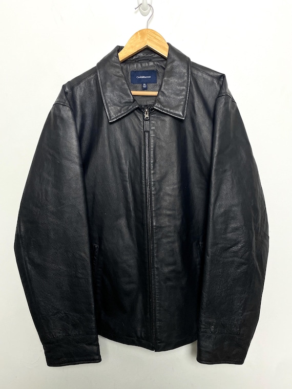 ジャケット・アウター vintage Leather jacket blouson black M Vintage Zip up Genuine Black Leather Bomber Jacket (size