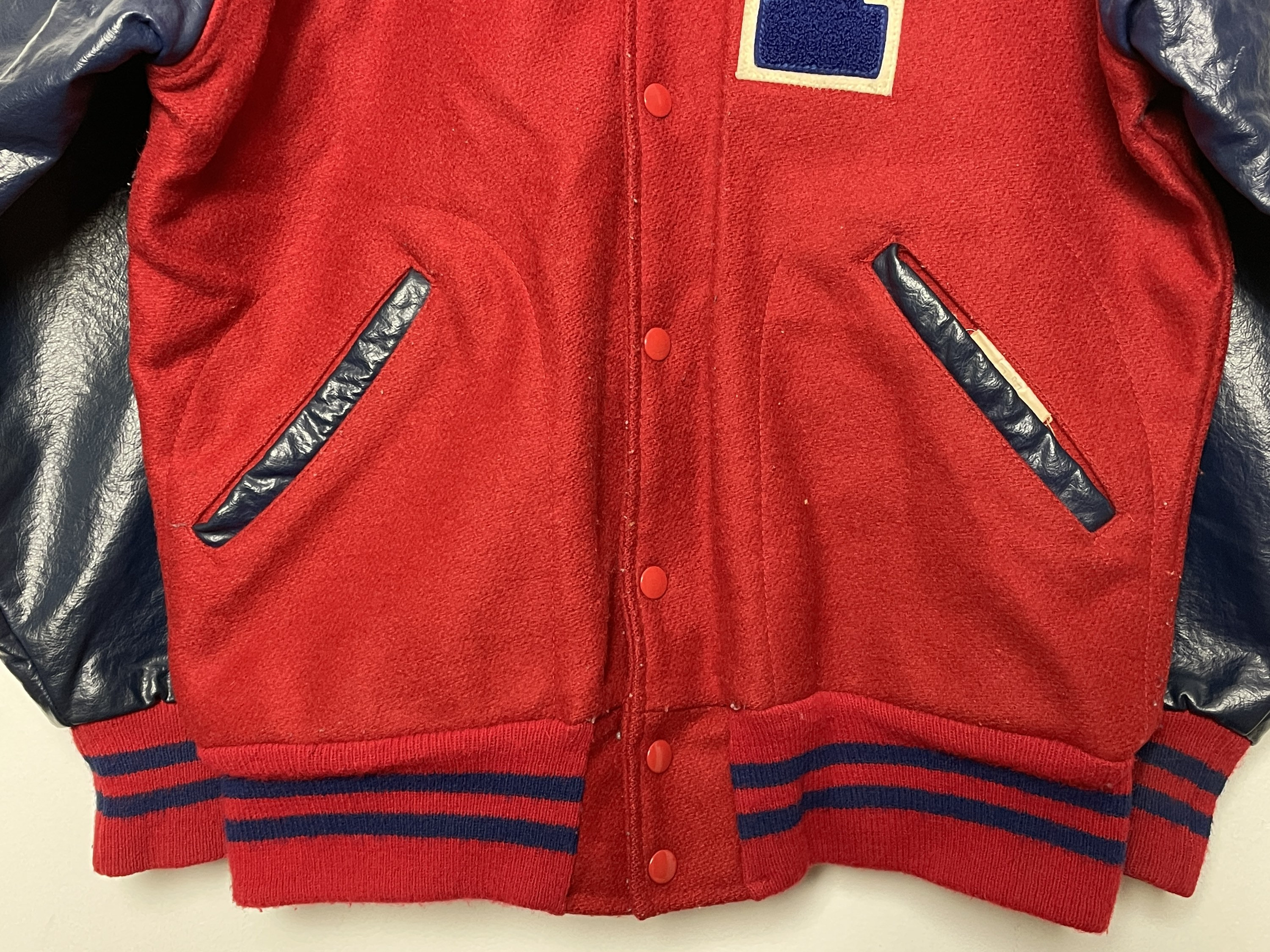 ジャケット・アウター Vtg 80-90s varsity jacket NihonUniv used Vintage 1980s Letter P High School College Red and Blue Varsity