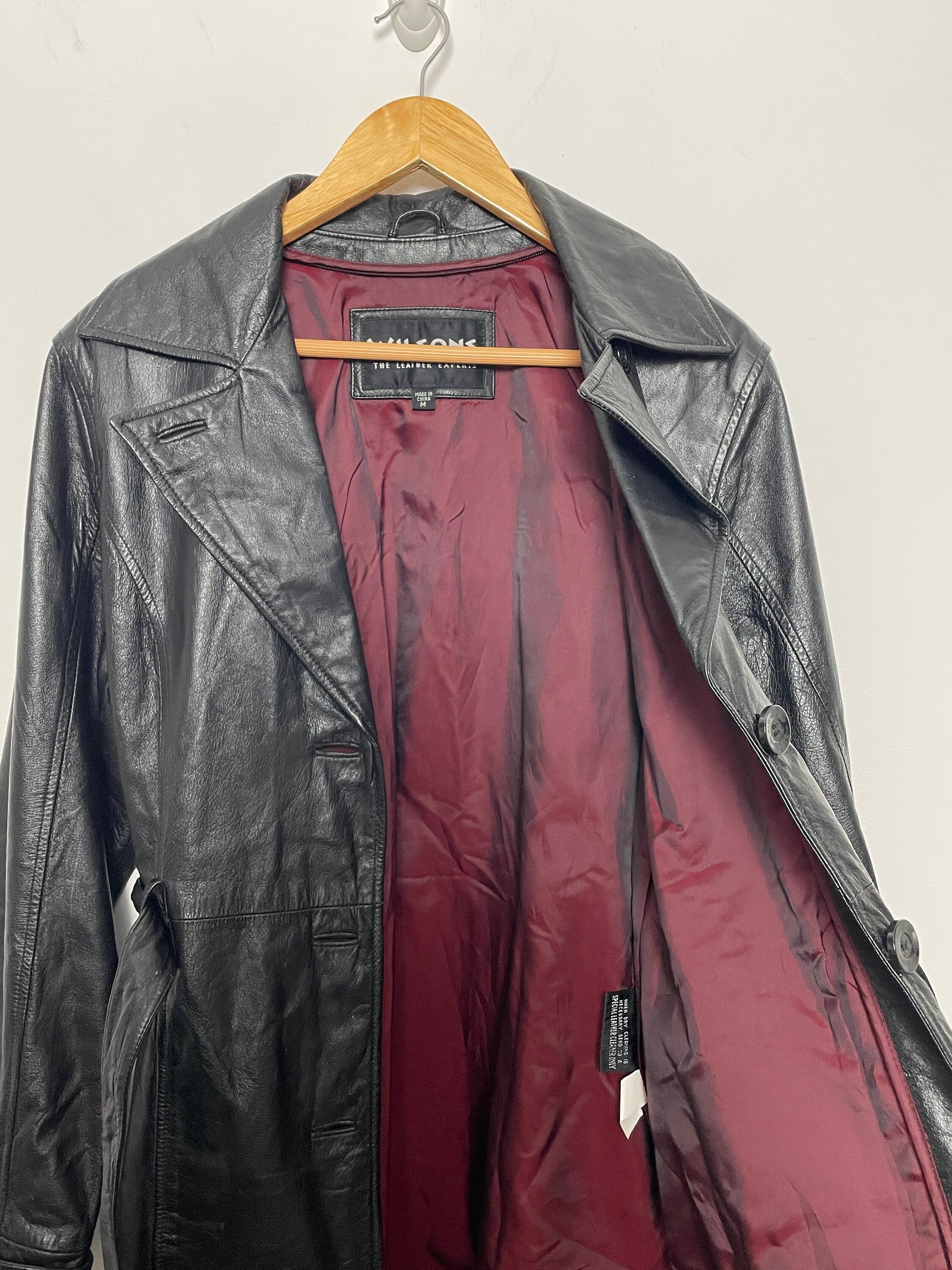 Vintage 1990s Wilsons Leather Experts Red Lined Black