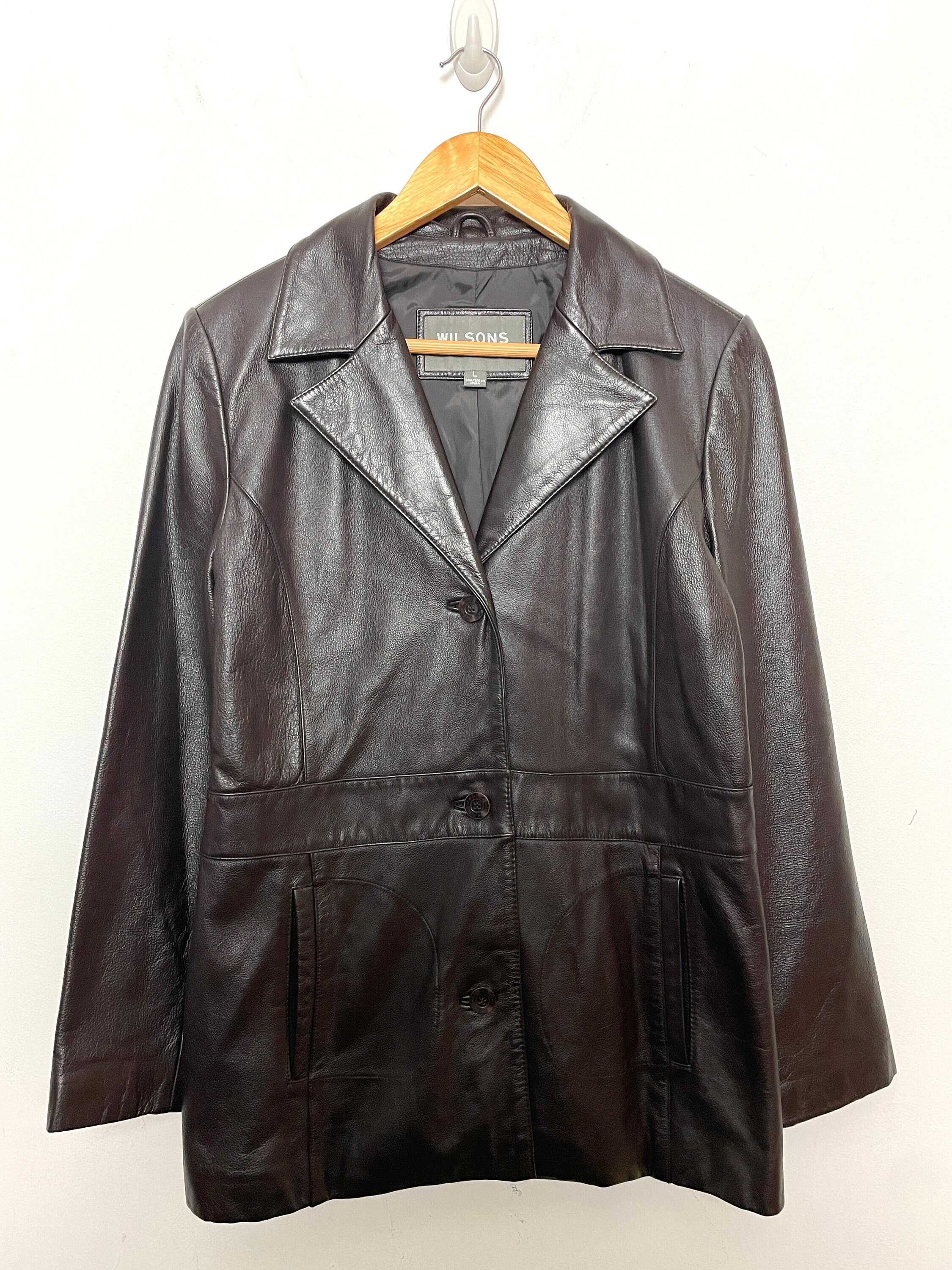 WILSONS ウィルソンズレザー カーコート ライナー付 美品 90s WILSONS LEATHER 厚手 レザー ジャケット 黒 L シンサレート