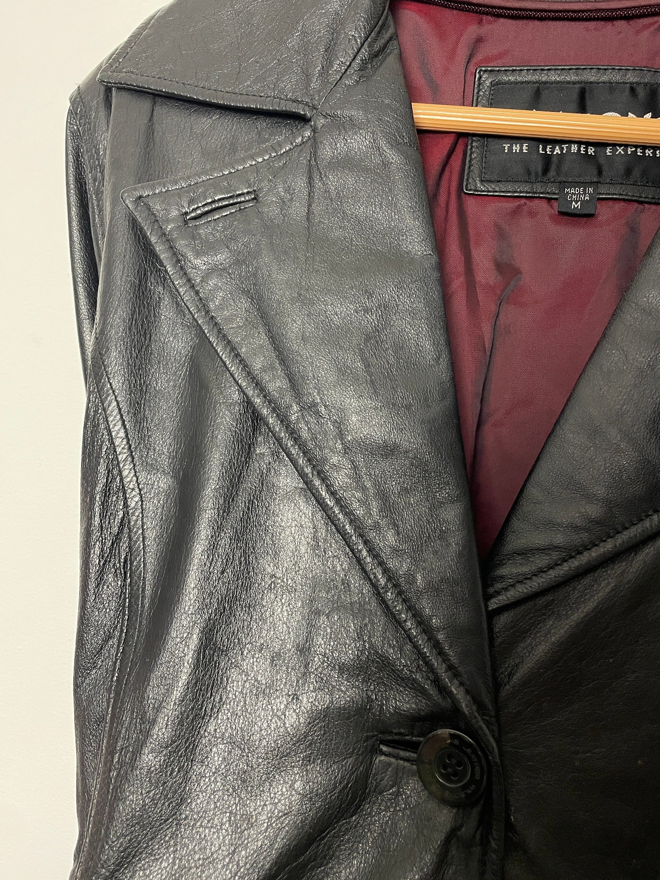 Veste En Cuir Noir Ceinturée Femme - Taille M (tombe Large) - Marque Trader Bay
