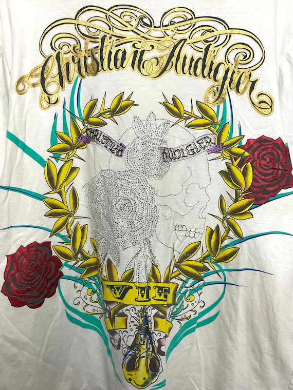 Koszulka z grafiką z czaszką z kryształkami Christian