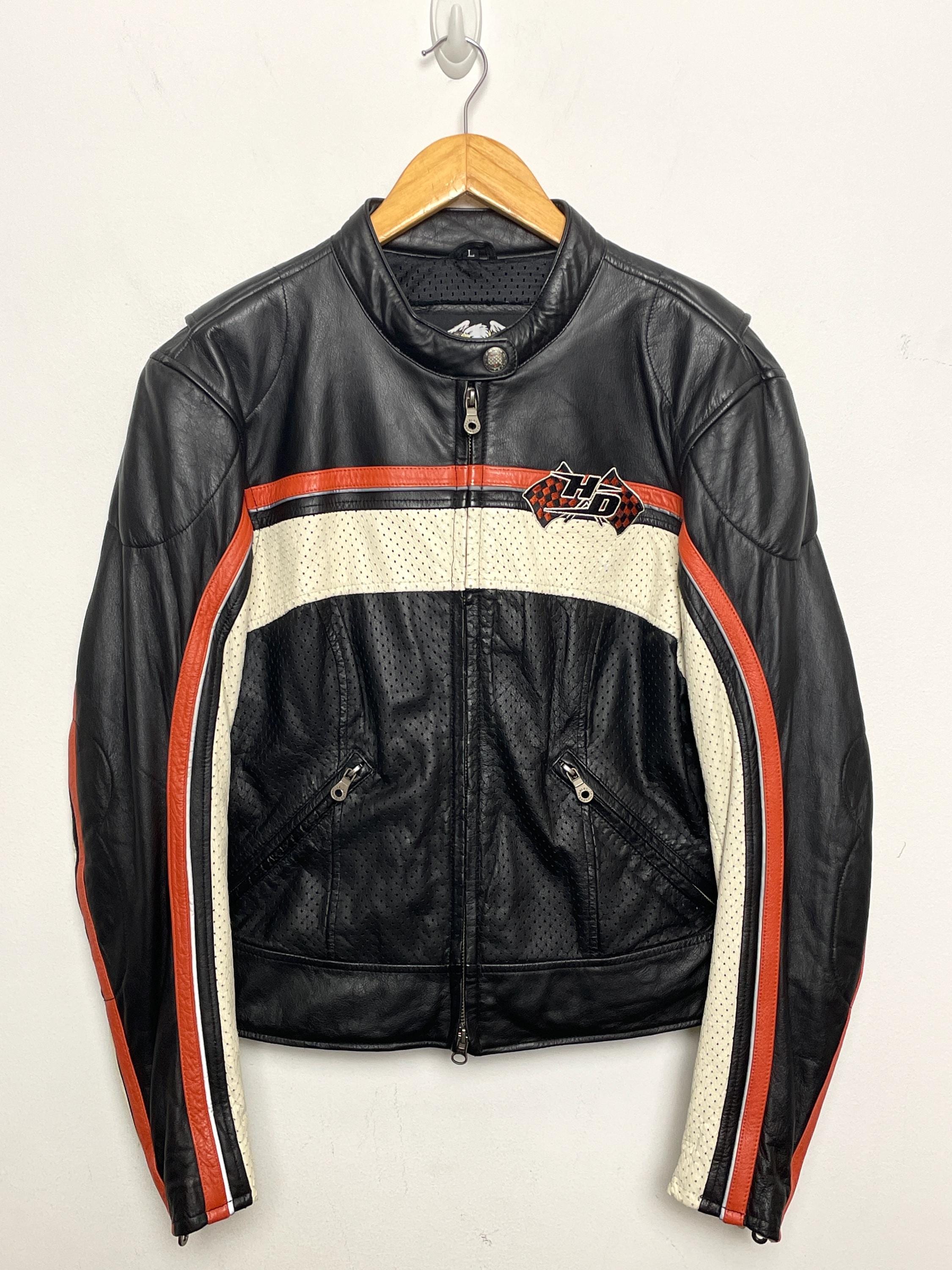 Vintage 1990s Harley Davidson Motorcycles Genuine Leather Striped