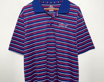 Vintage Buffalo Bills NFL Football randig pikétröja (storlek vuxen XL)