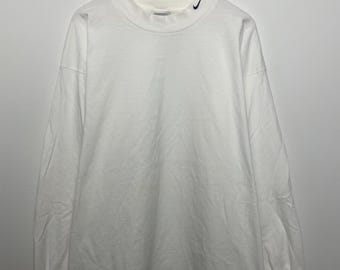 Chemise Nike Mini Swoosh logo blanche à manches longues et col montant (taille adulte XXL) vintage des années 1990