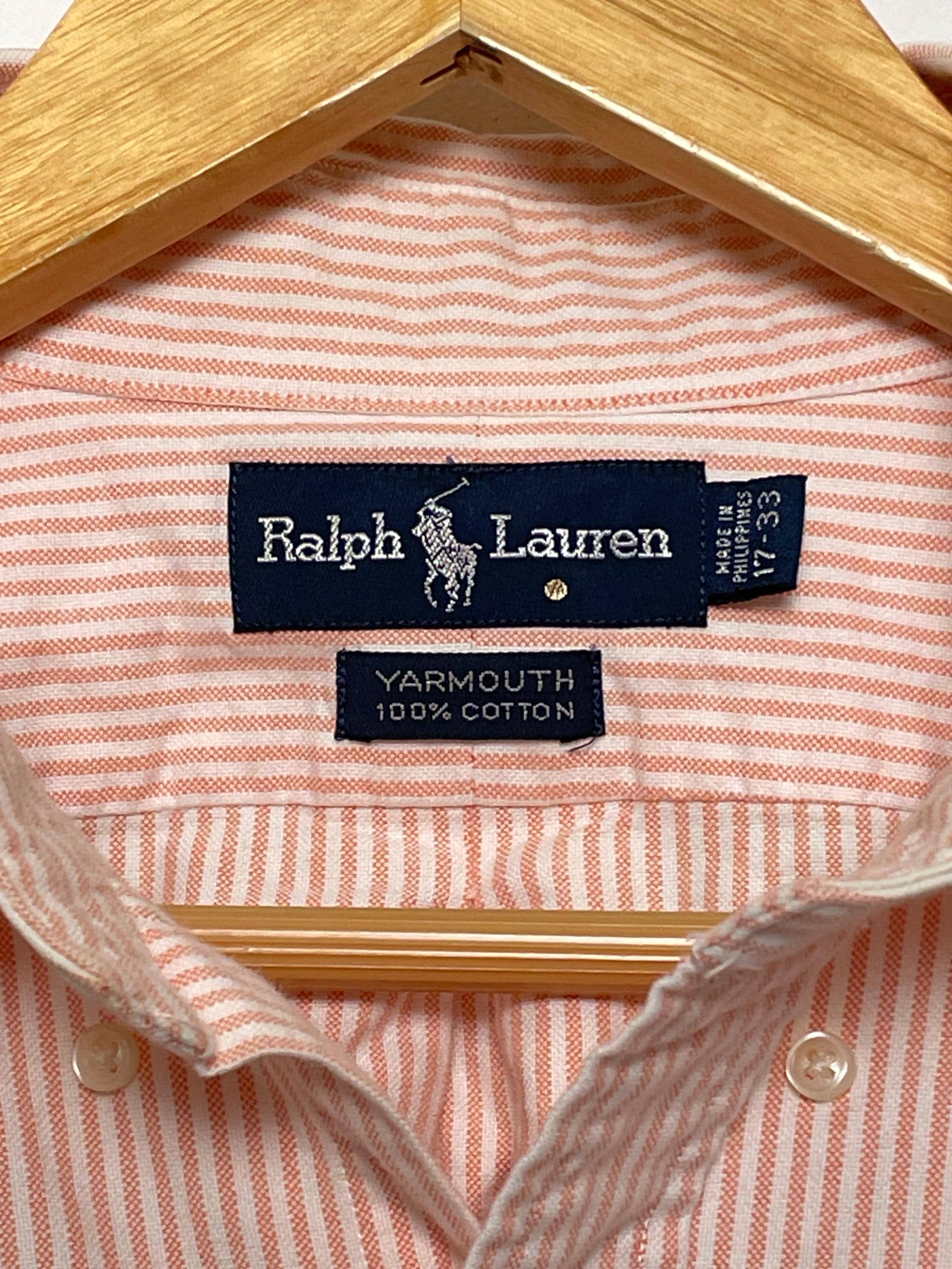 Vintage Polo by Ralph Lauren Salmon Striped Long Sleeve Button up 