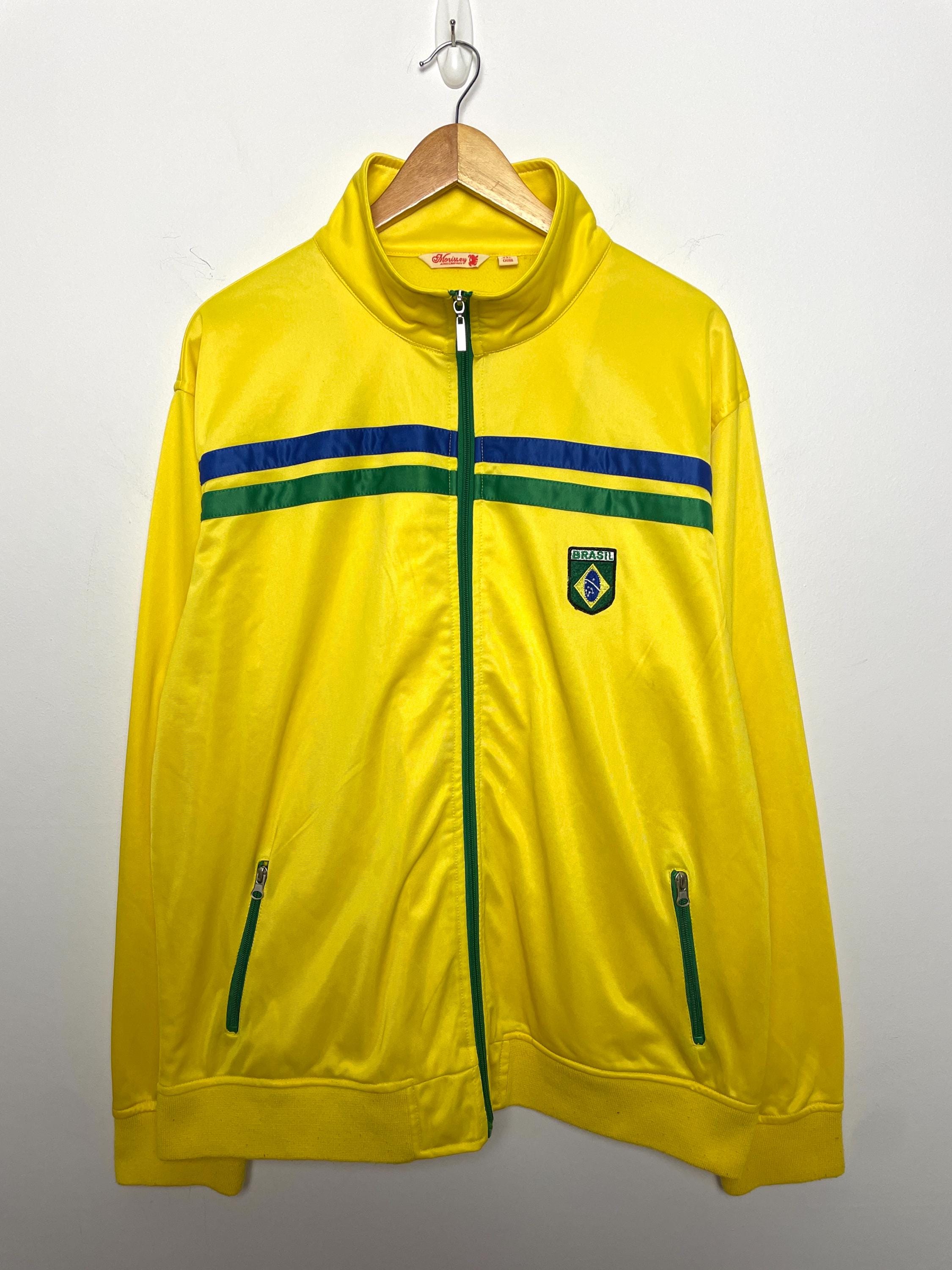 Vintage Y2K Brazil Soccer Style Striped Zip up Track Jacket (fits