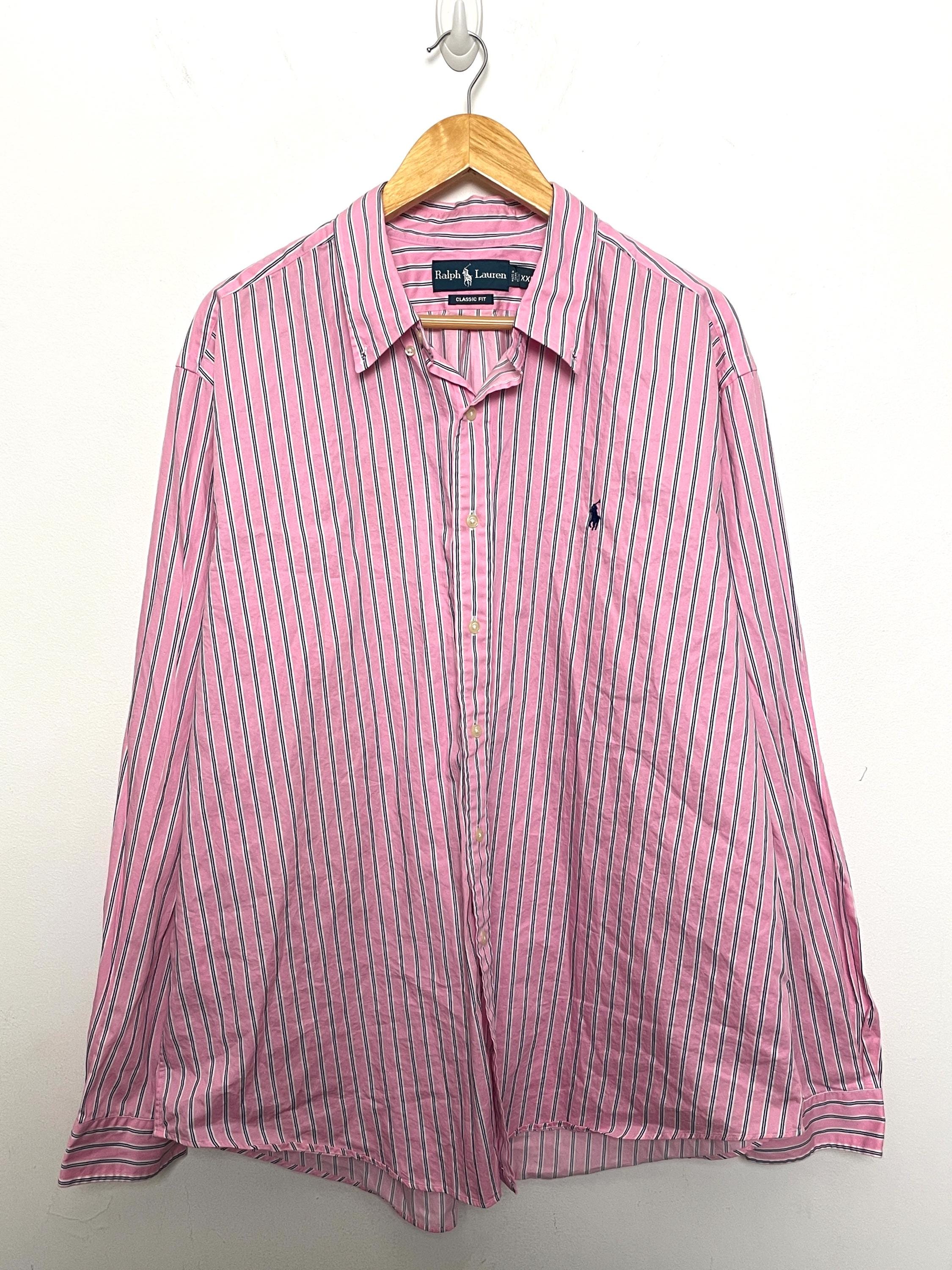 Vintage Polo by Ralph Lauren Striped Long Sleeve Pink Button