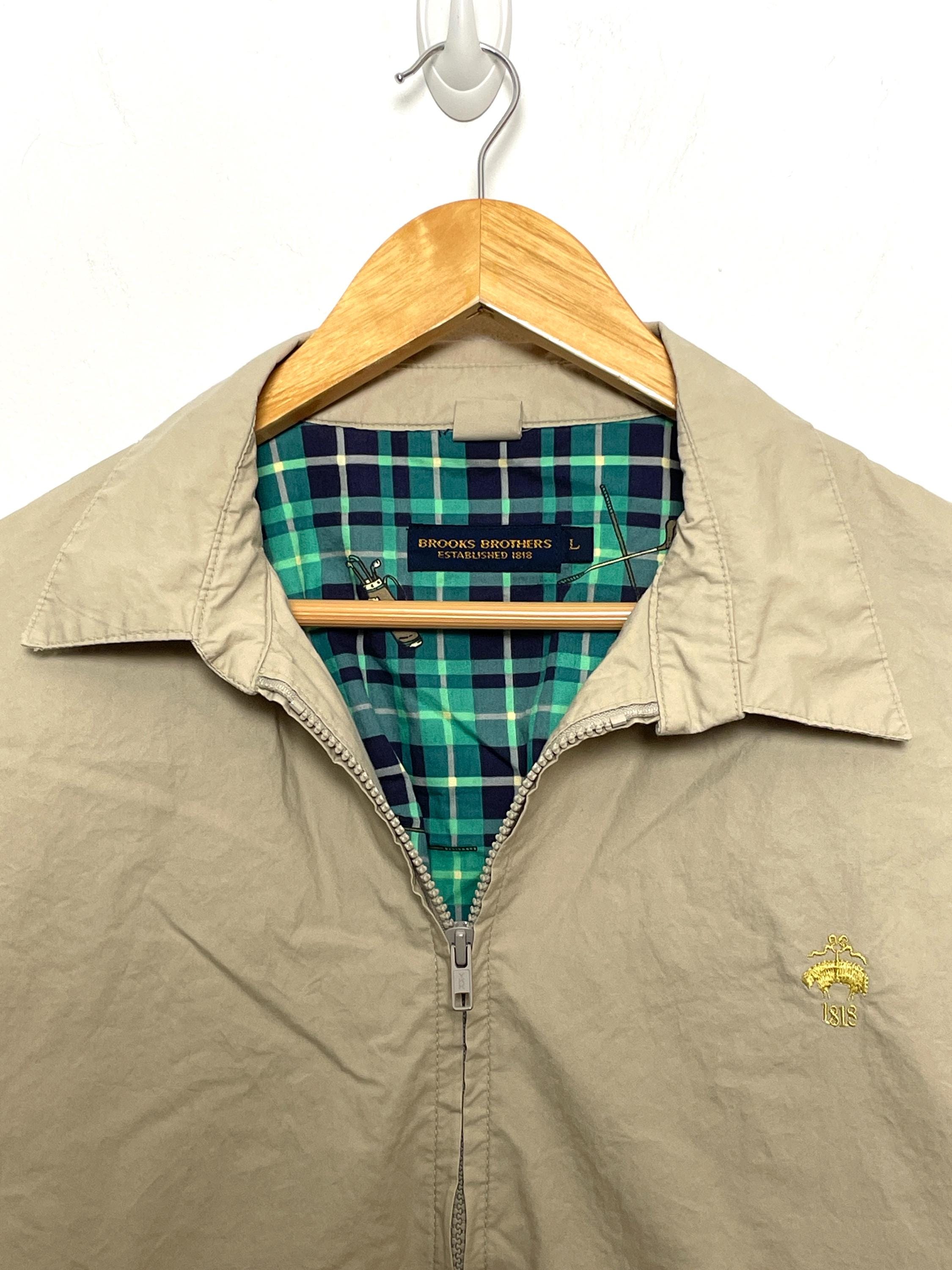 Vintage Brooks Brothers Plaid Lined Golf Club Graphic Zip up