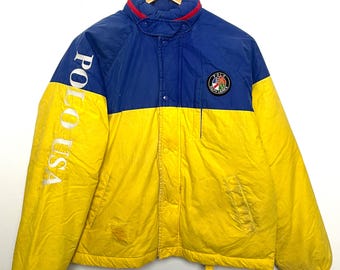 Vintage 1990s Polo by Ralph Lauren USA Cookie Crest Logo Youth Puffer Down Jacket (size youth Large)
