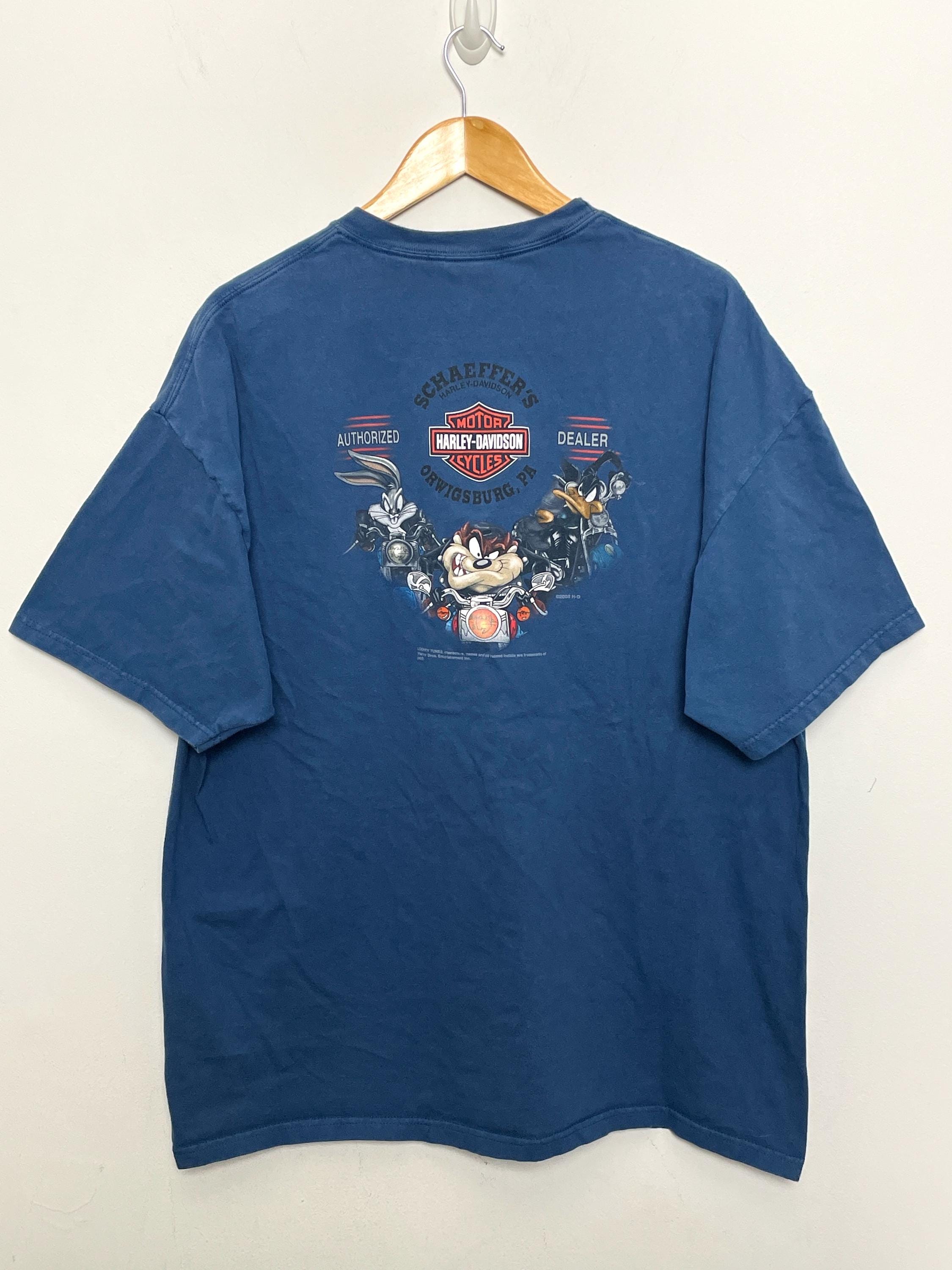 トップス vintage Harley Davidson blue color tee Vintage Harley Davidson Looney Tunes Taz “ride Free” Spell