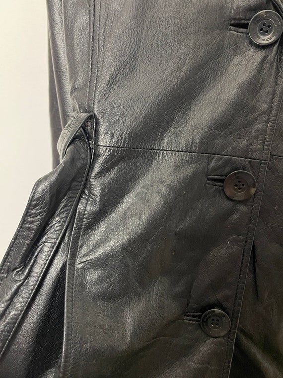 Veste En Cuir Noir Ceinturée Pour Femme - Taille M (mais Taille Comme Un L) - Marque Wilsons, Occasion Très Bon état