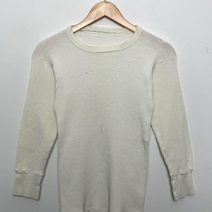 Vintage 1980s White Thermal Long Sleeve Shirt (fits adult XS)