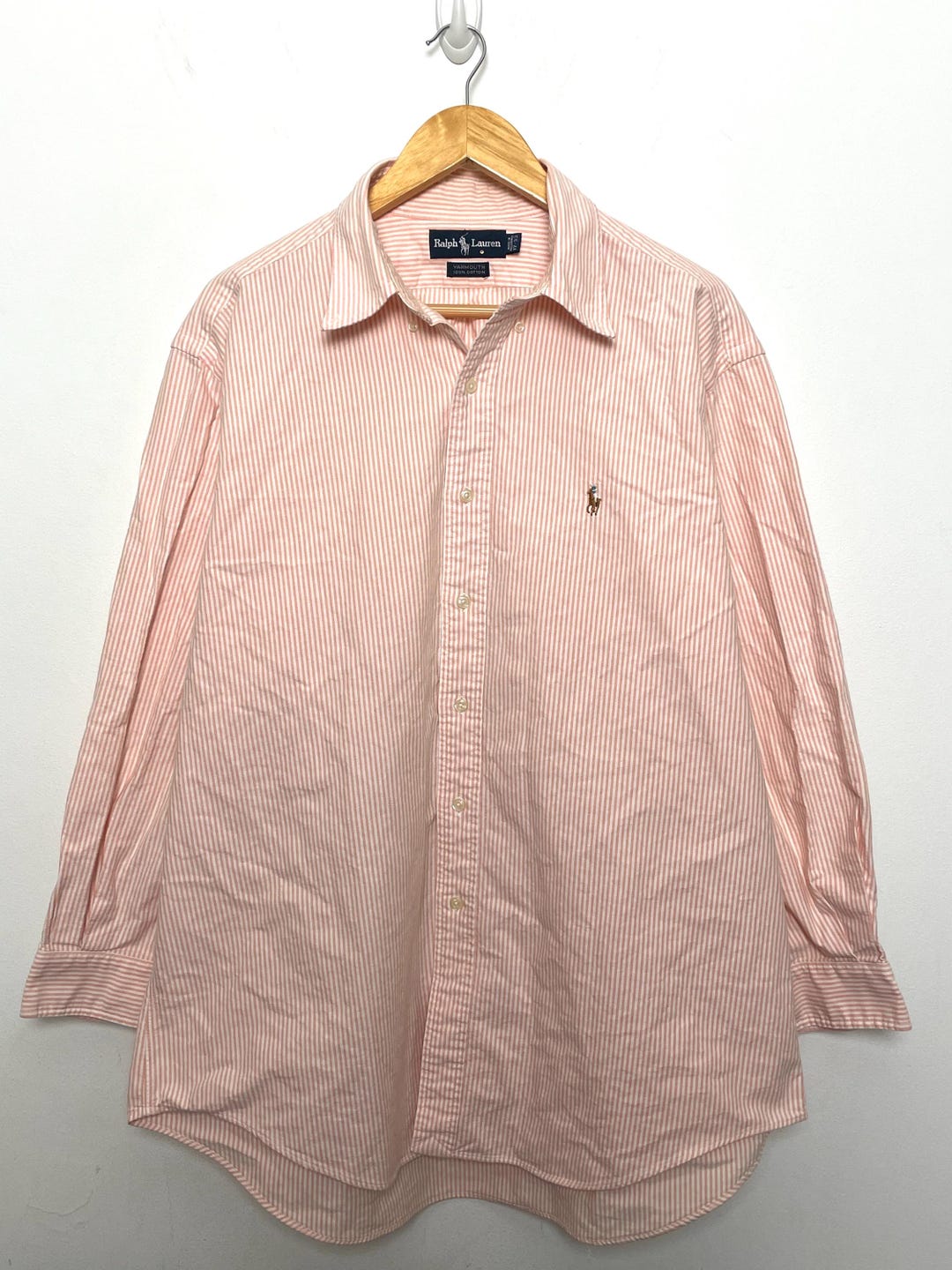 Vintage Polo by Ralph Lauren Salmon Striped Long Sleeve Button up