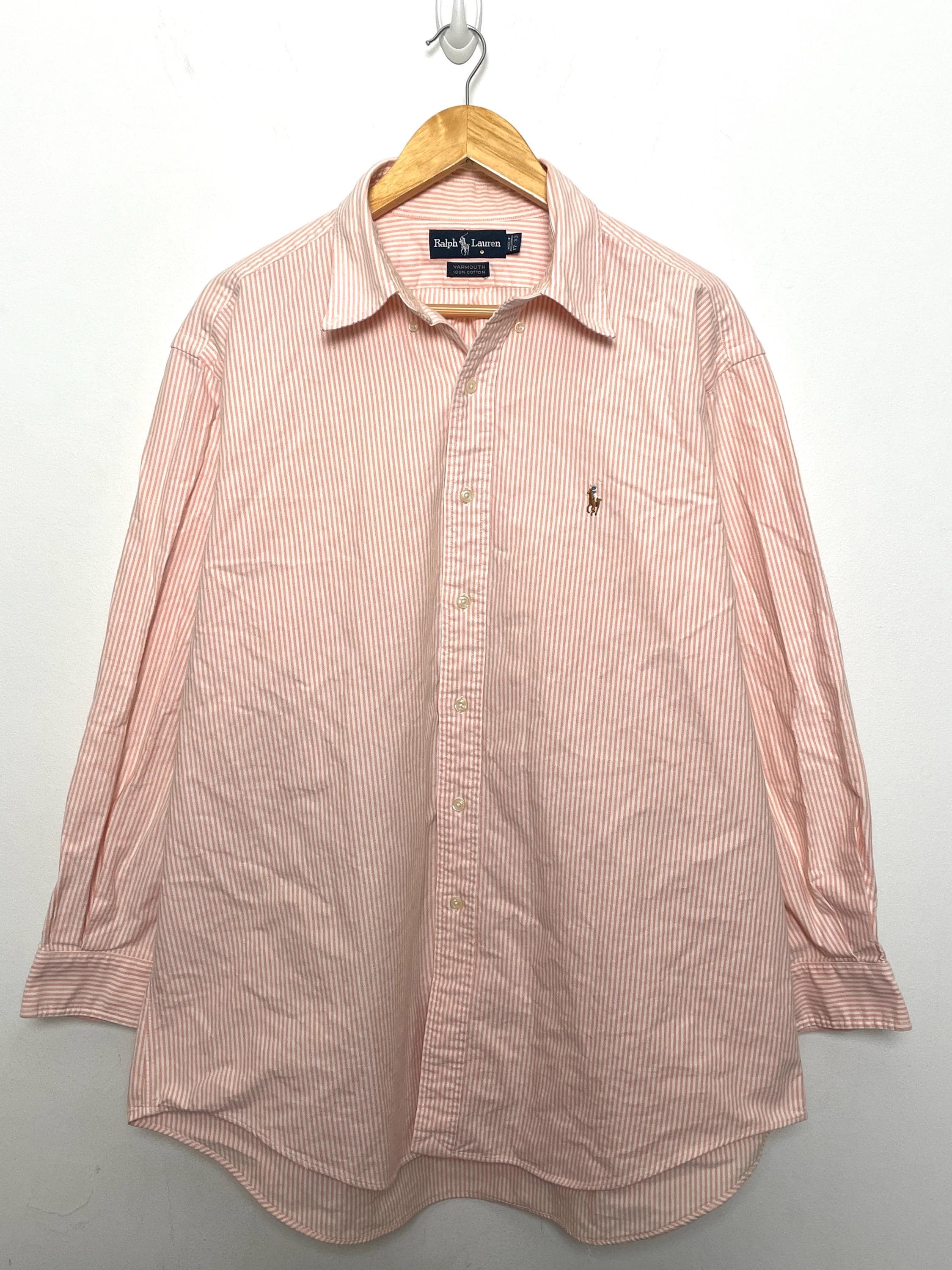 Vintage Polo by Ralph Lauren Salmon Striped Long Sleeve Button up 