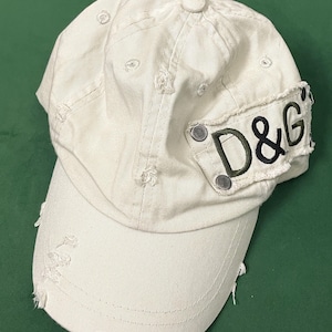 帽子 Archive 1990s Dolce&Gabbana Nylon Cap Vintage Dolce & Gabbana D&G Baseball Cap Hat Big Logo Beige