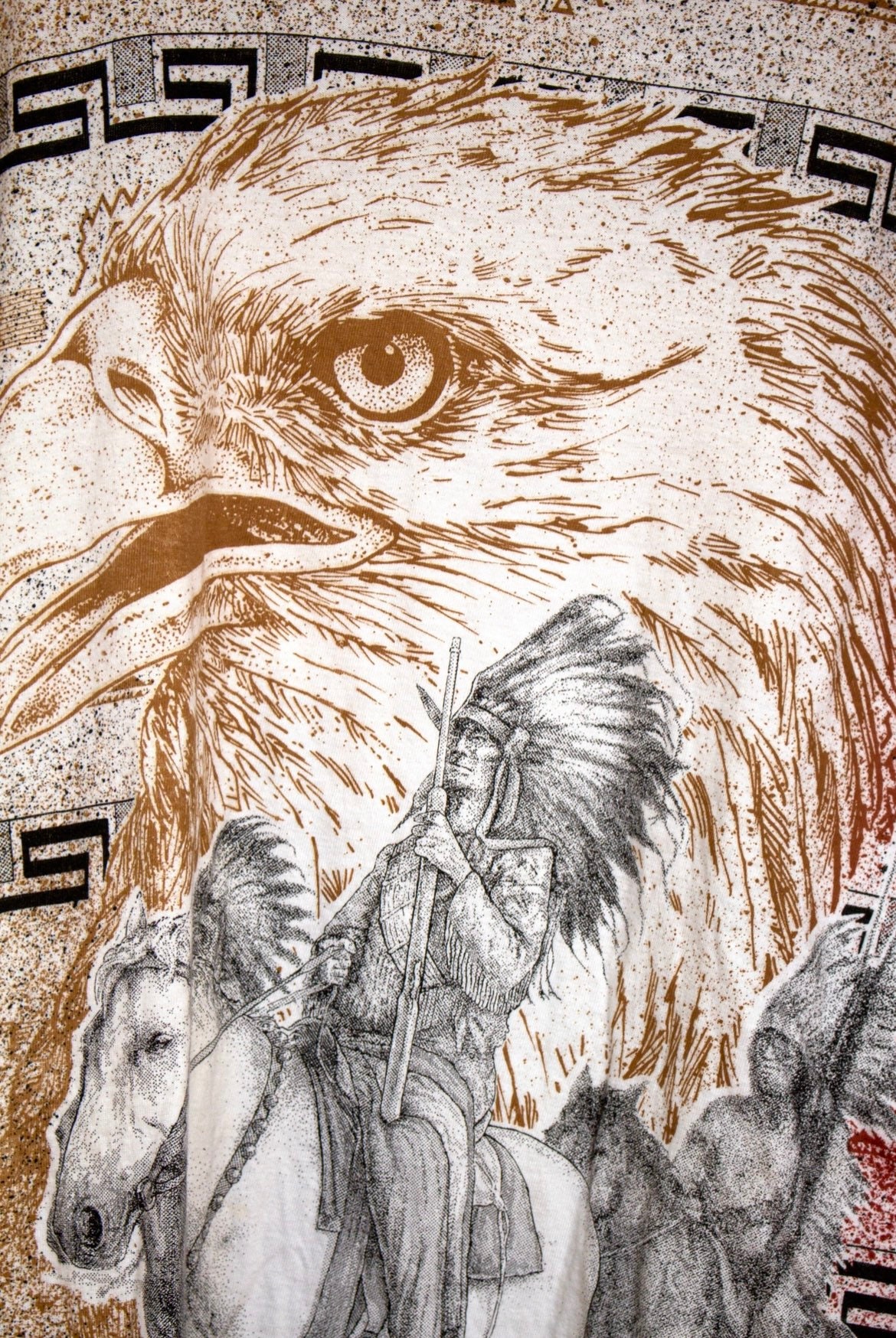 Vintage Double Sided Native American Bald Eagle All Over Print Tribal ...