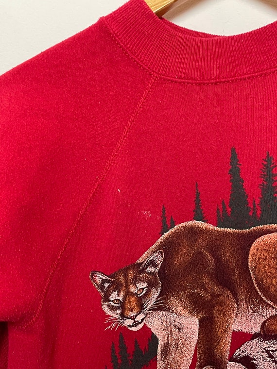 Vintage 1990s Mountain Lion Cougar Graphic Red Pu… - image 6