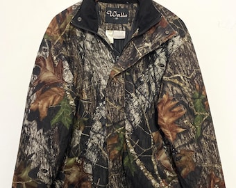 Vintage Walls Workwear Mossy Oak Forest Camouflage Corduroy Lined Collar Zip Up Jacket (size adult Medium)