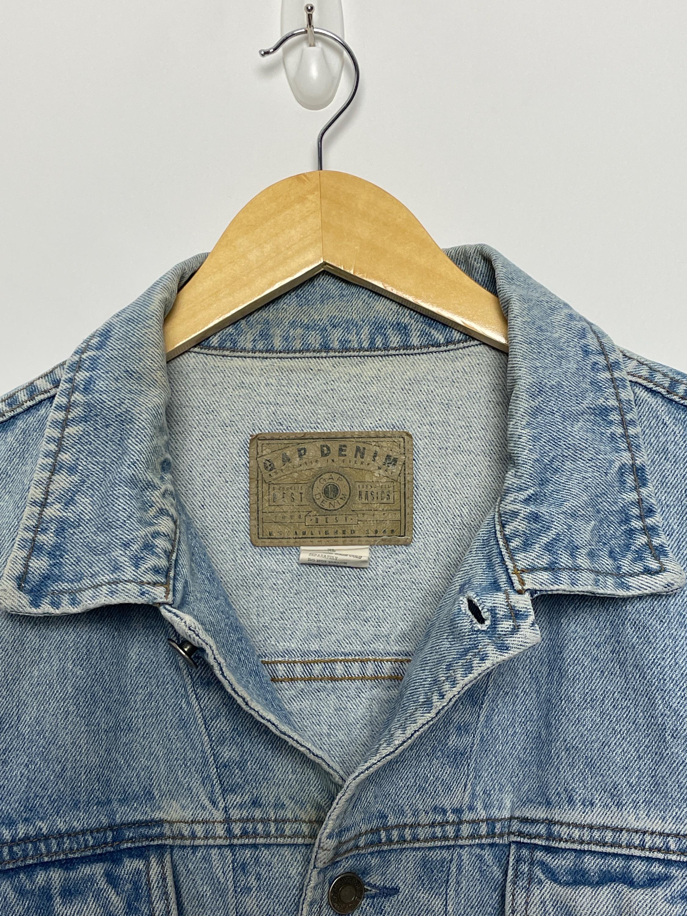 Vintage 1990s Gap Denim Lightwashed Blue Jean Jacket (size Adult