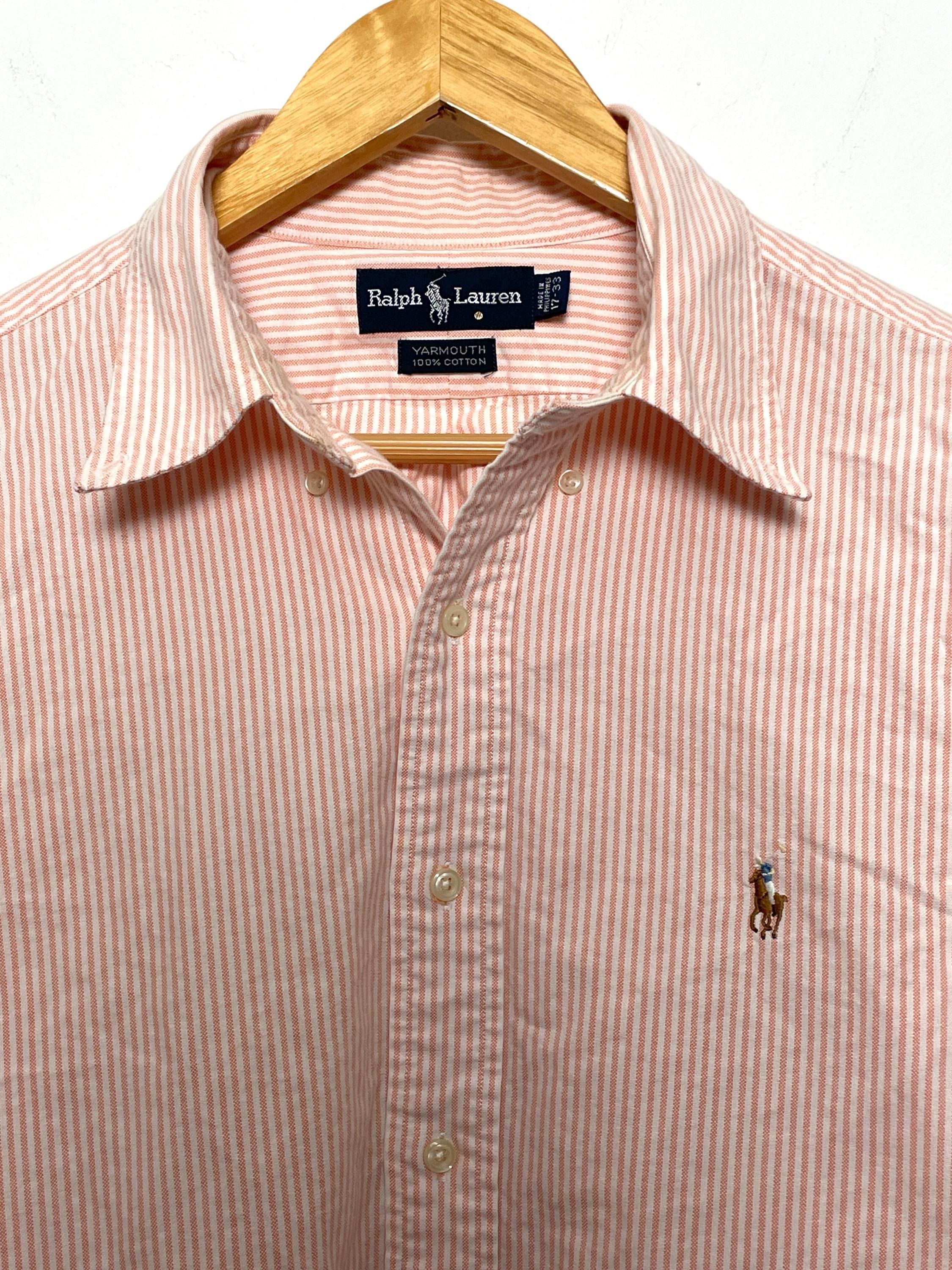 Vintage Polo by Ralph Lauren Salmon Striped Long Sleeve Button up
