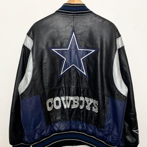 Vintage 1990s Dallas Cowboys NFL Football Genuine Leather Zip up