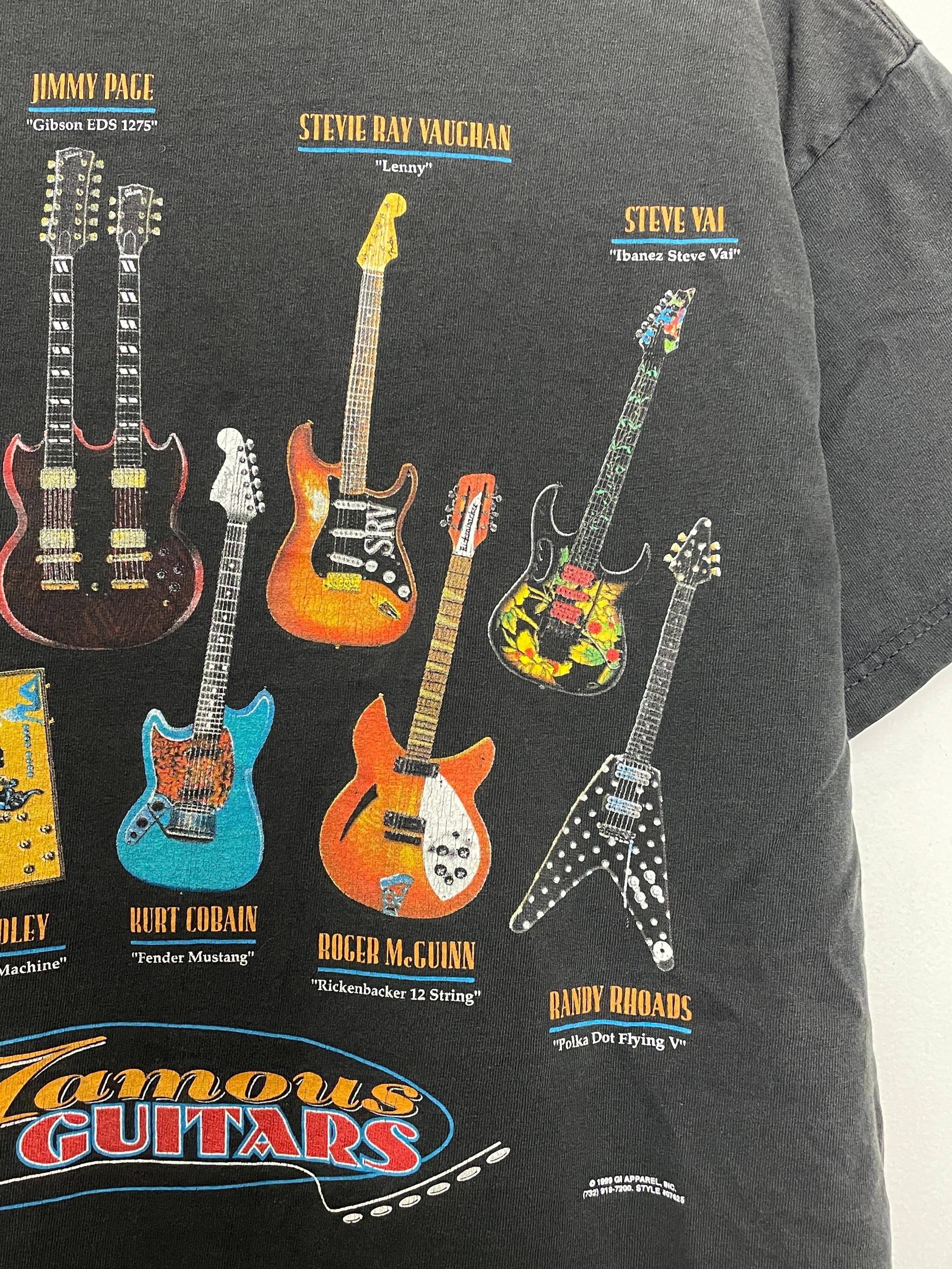 ギター FAMOUS GUITARS　Tシャツ メンズL　ジミーペイジ Vintage 1999 “famous Guitars” Jimi Hendrix Prince Van Halen Jimmy