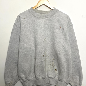 Vintage 1990s Carhartt Spell Out Logo Gray Workwear Pullover Crewneck Sweatshirt (size adult Large)